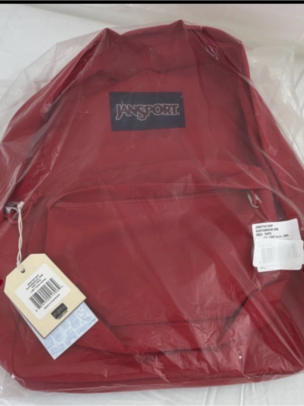 JanSport SuperBreak Red Unisex Kids Polyester Backpack Outer Pockets Zip Closure